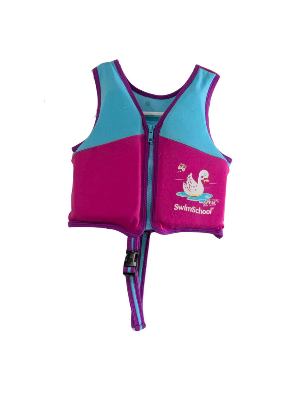 SwimSchool Kids Swim Trainer Vest Foam UPF 50 Pink Ages 2–4 Max 33 lbs, Level 2